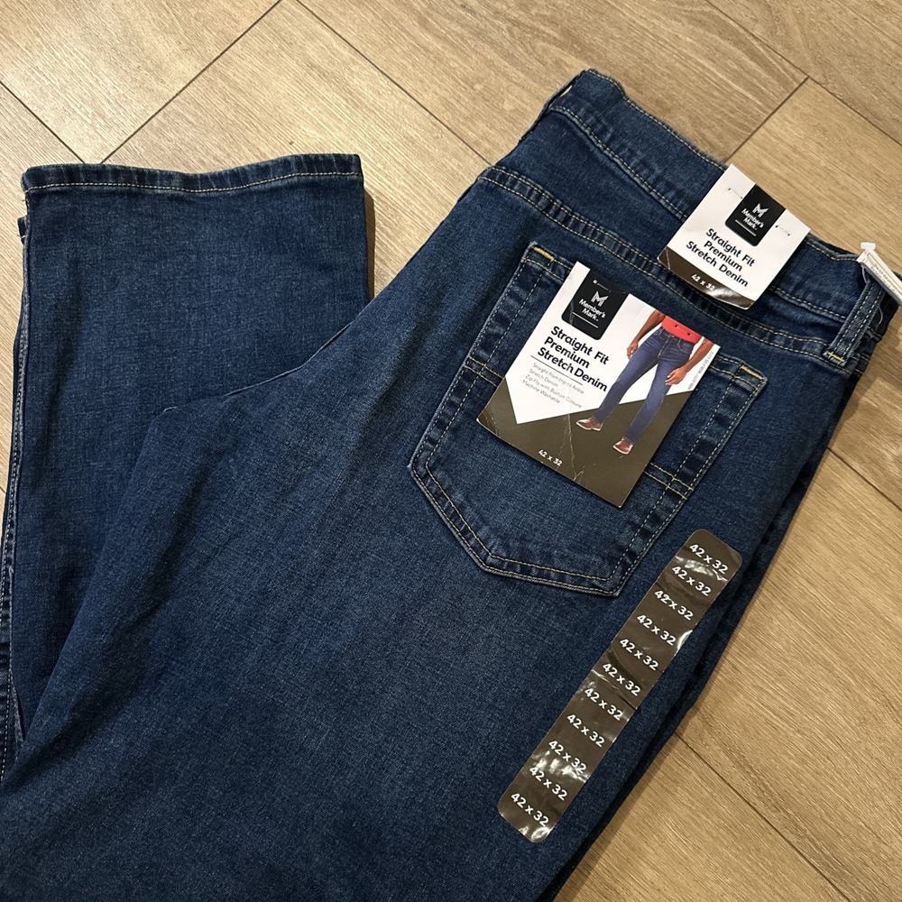 Member's Mark Men's Straight Fit Premium Stretch Denim Jeans, 5 Pocket 42x32 NEW